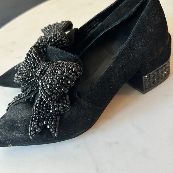 Jeffrey Campbell Black Beaded Bow Loafers - Picture 2 of 6